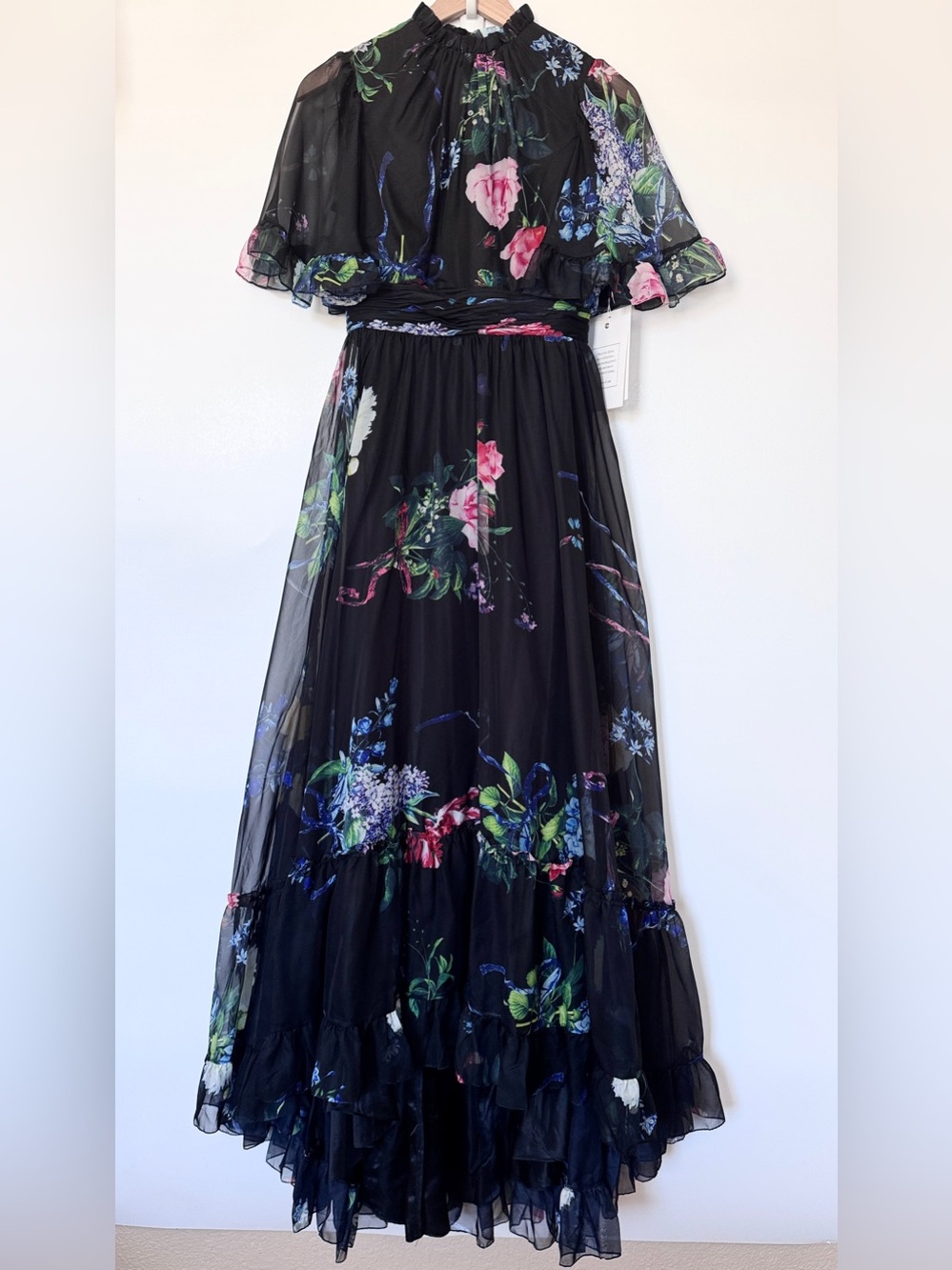 Mac Duggal 68230 Ruffle Neck Floral Print Dress NWT sz 2 - Picture 2 of 14